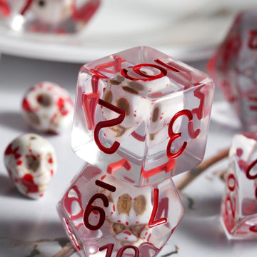 Blood Skull DND Dice, DNDND Skull Resin Dice Set with Velvet Pouch for Dungeons and Dragons DND Role Playing Games and Tabletop