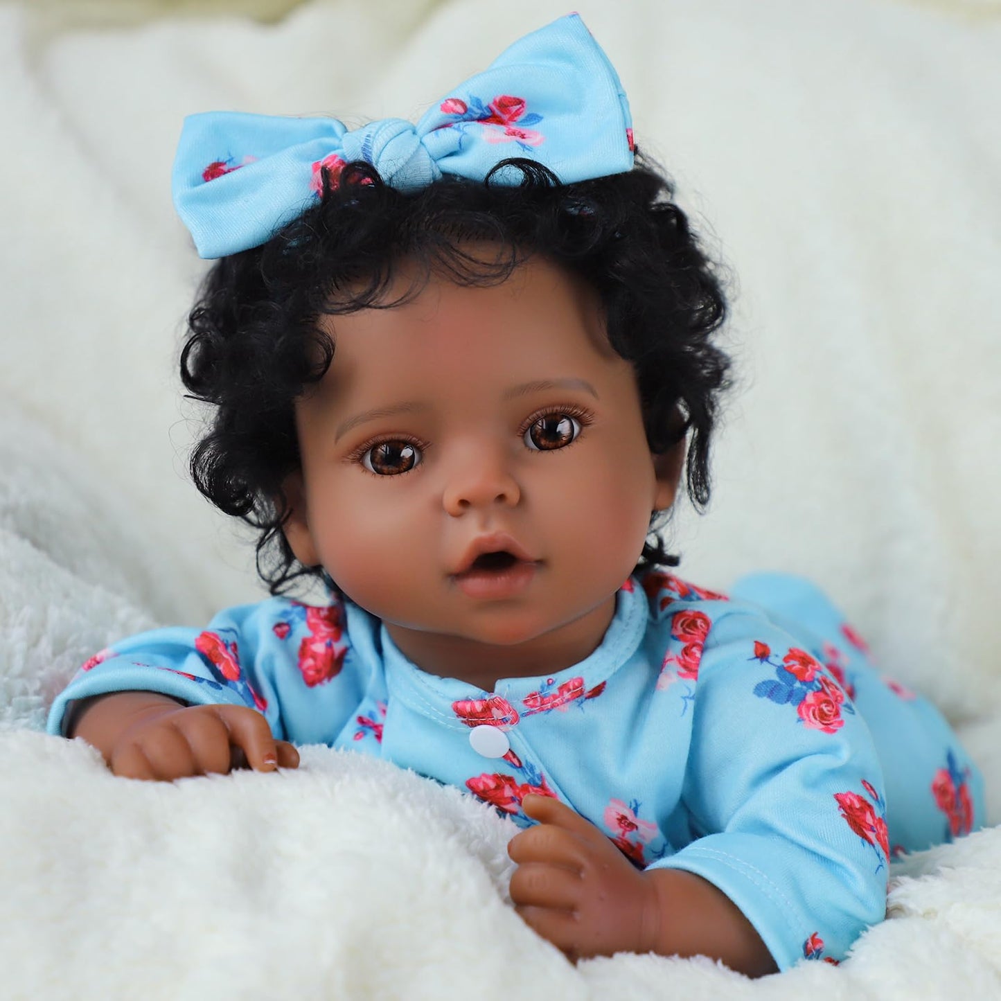 Scom Lifelike Reborn Black Girl - 20 Inch African American Newborn Baby Girl, Real Life Baby Dolls With Weighted Soft Cloth Body