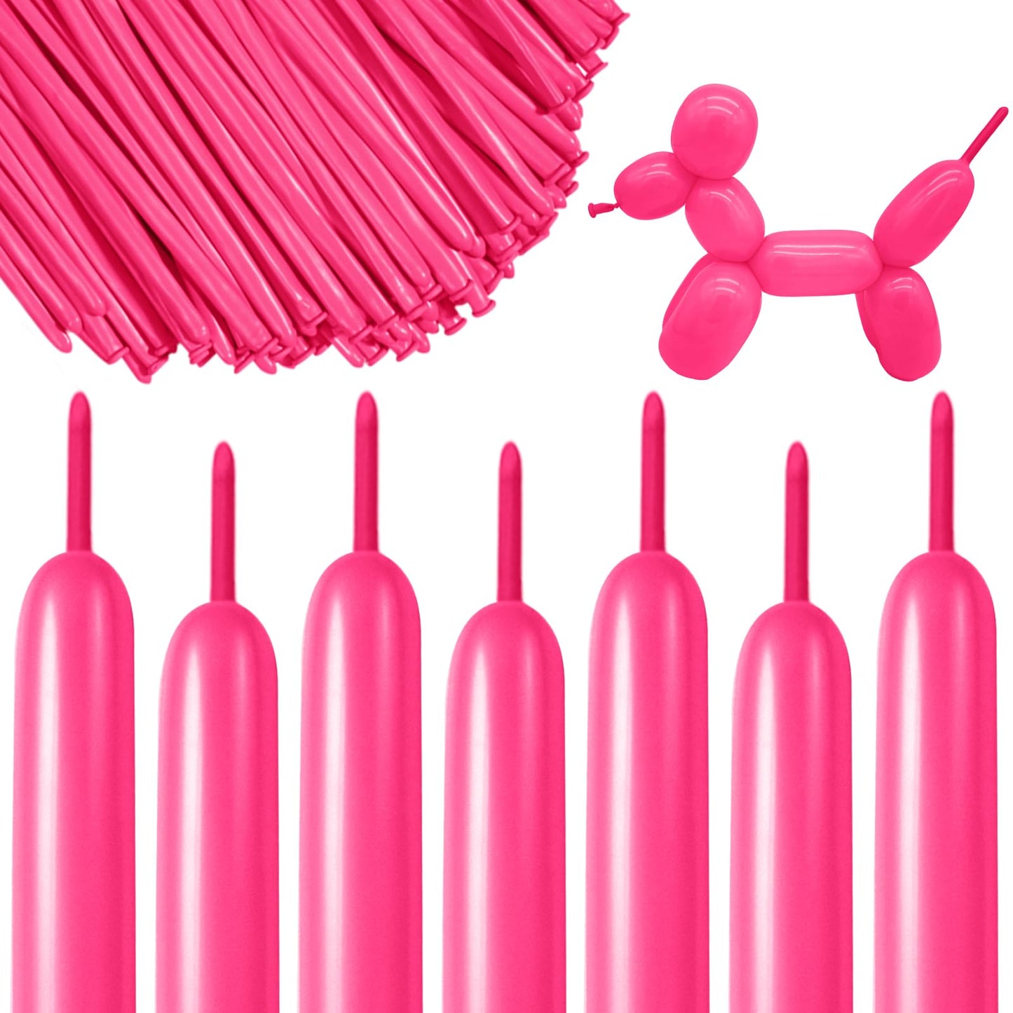 100 Pcs 260 Long Balloons (Hot Pink Balloons)