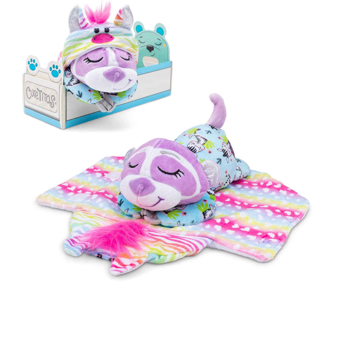 Basic Fun Cutetitos Sleepitos Plush - Collectible Snuggly Surprise Animals, Multicolor, Small, Model 39309