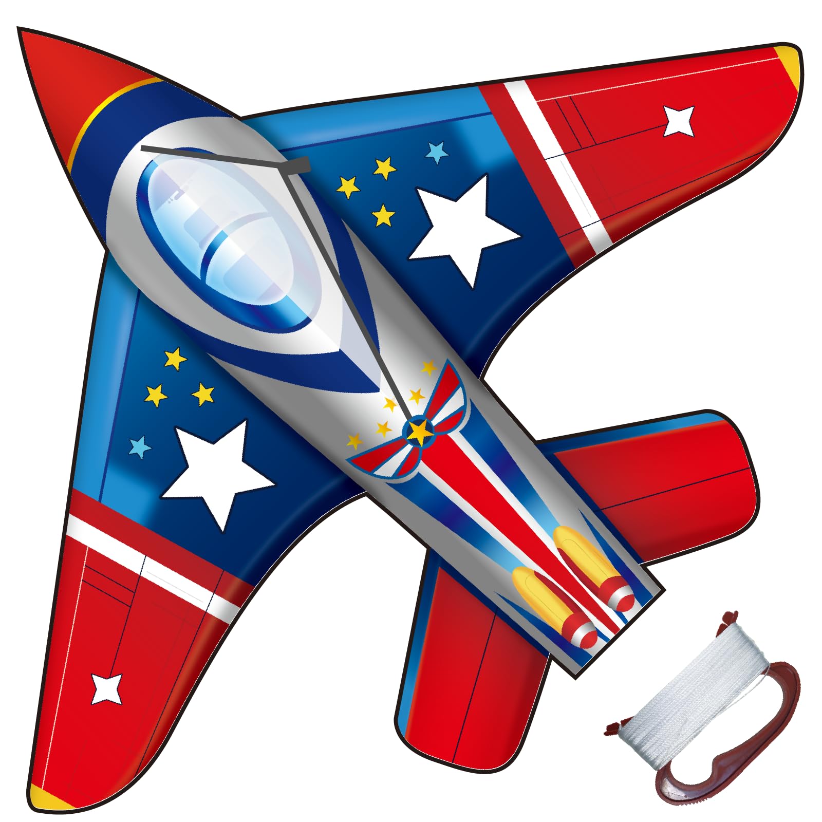 TOY Life Kites for Kids Ages 4-8  Kite mature-themed  Easy to Fly Large Fighter Jet Kite for Outdoor Fun  Durable Ripstop Fabric with 300ft String  Perfect Beach & Park Toy for Boys & Girls