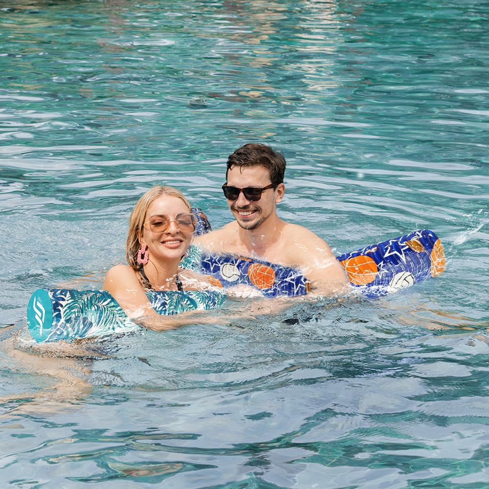 Immersa Jumbo Swimming Pool Noodles, Premium Soft Water-Based Vinyl Coating And Uv Resistant Foam Noodles For Swimming And Floating, Lake Floats, Pool Floats For Adults And Kids. (Green Leaves)