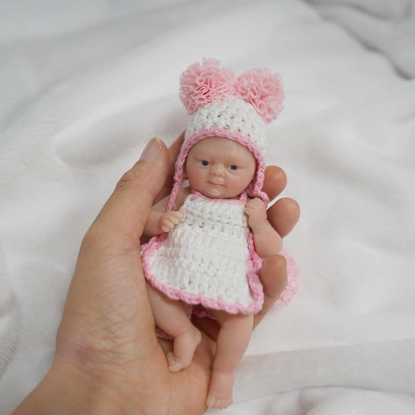 Mire & Mire 4.5 Girl Reborn Doll Open Eyes Micro Preemie Full Body Silicone 13cm Baby Doll Lifelike Mini -Pink