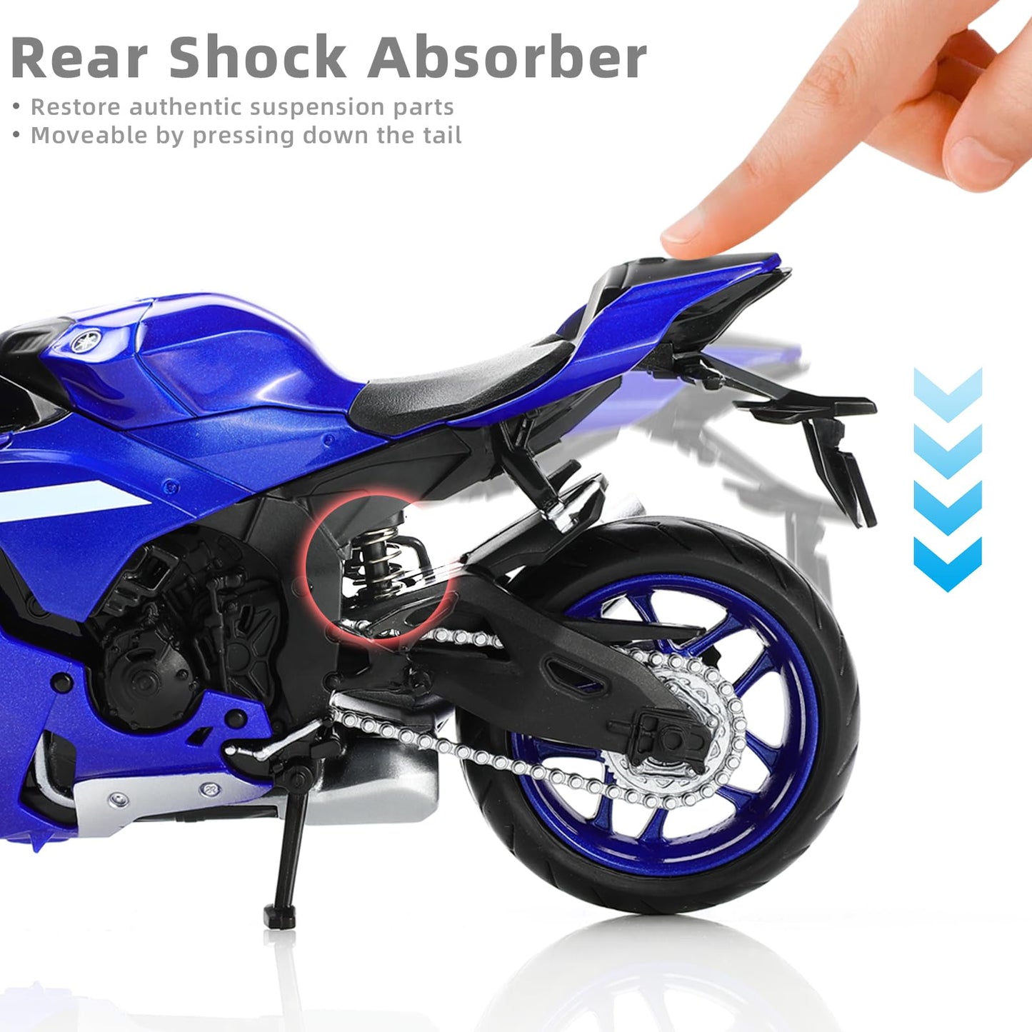 Risopen 1:12 Motorcycle Model For Yamaha Yzf-R1M 1000R Alloy Diecast Motorcycle Model Toy Mini Moto Gift(Blue)