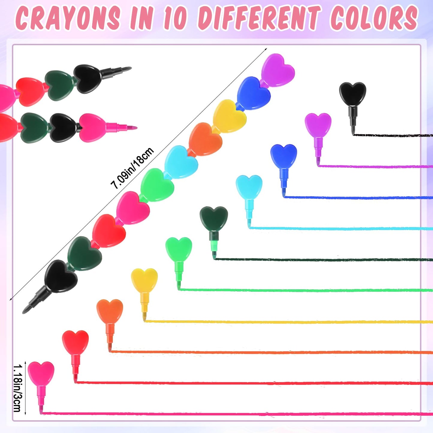 Sayglossy Stacking Crayons - 60 Colorful Crayon Sets with Card Sticker - Perfect for Valentine's Day Gifts, Classroom Rewards, and Party Supplies