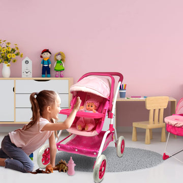 Anivia Doll Bed Furniture 2 Function Toy, Doll Bed And Doll Swings Together For 18 Inches Baby Dolls, Baby Doll Crib With Bottom