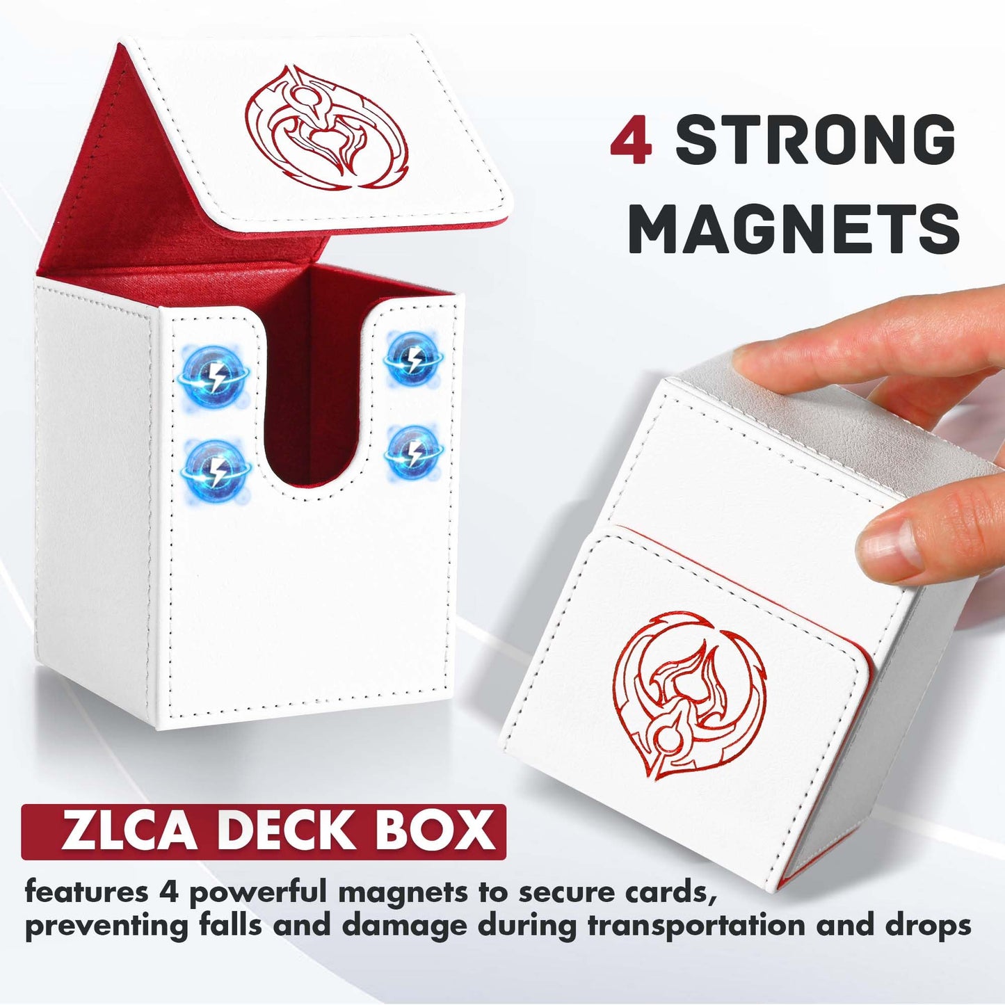 Zlca Card Deck Box With 2 Dividers, Card Storage Case Fits 100+ Single Sleeved, Pu Leather Tcg Case Holder For Magic Commander Y