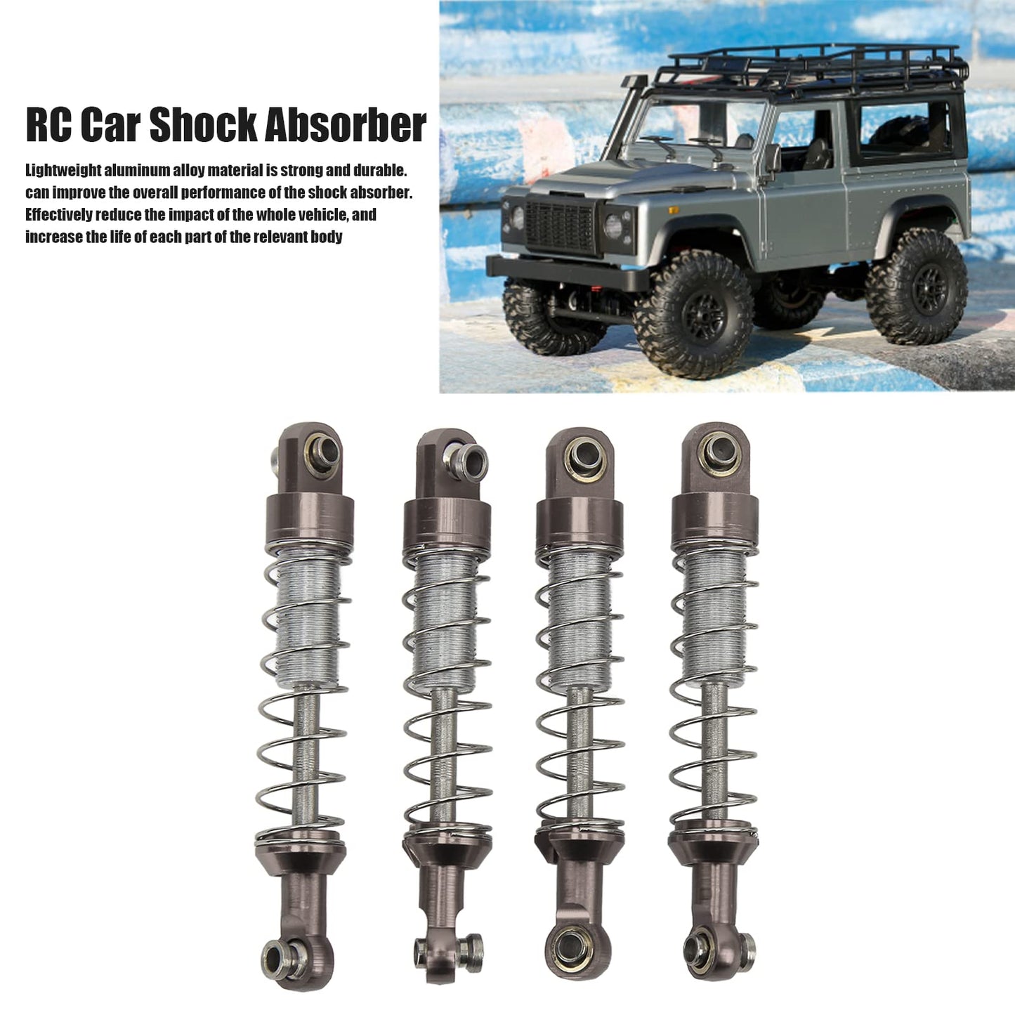 51mm Aluminum Alloy RC Shocks, 2 Pairs Aluminum Alloy RC Car Shock Absorber Dampers with Mounting Screws Bolts for WPL C14 C24 M