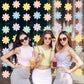 Pasimy 8 Pcs Daisy Boho Party Decorations Groovy Daisy Paper Garlands White Flower Hanging Garland Banner Hippie Flower Cutouts
