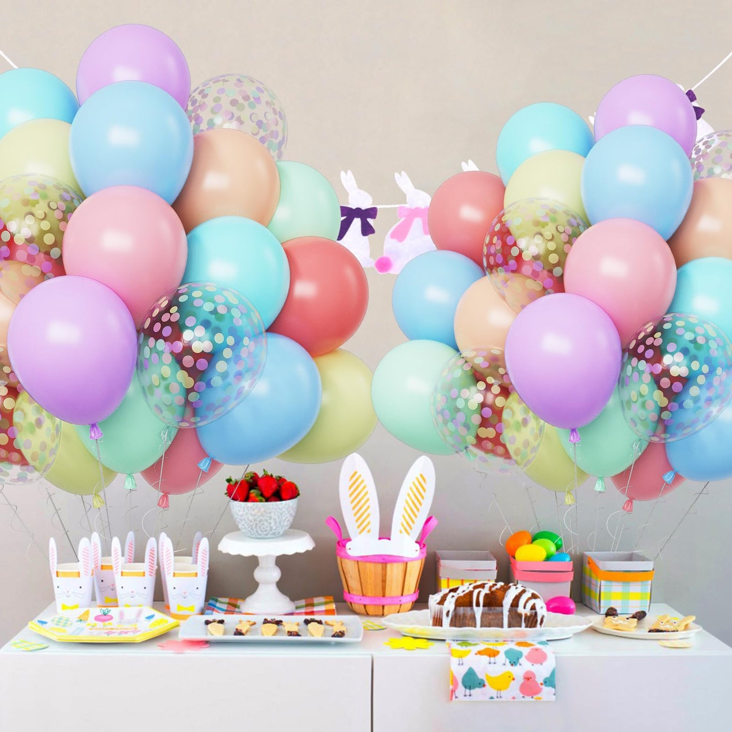 Funhot Pastel Balloons, 60 Pcs Pastel Latex Balloon, 12 Inch Macaron Red Pink Blue Purple Green Yellow Orange Balloon Colorful C