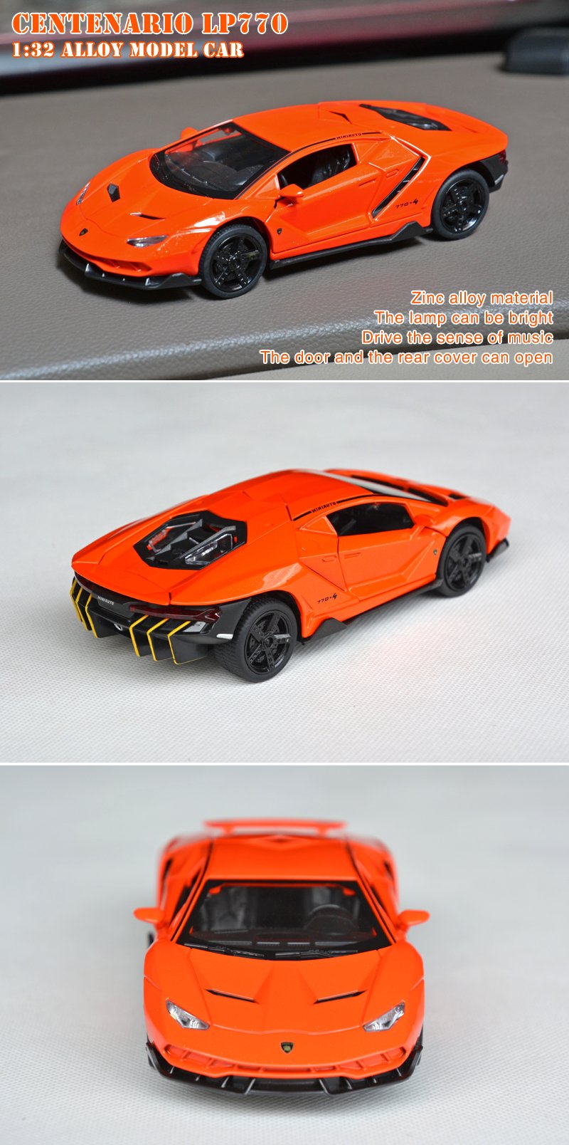 Tianmei 1:32 Supercar Kids Toys Die-Cast Alloy Metal Car Model Collection Children Play Vehicle (Lbjn - Orange)
