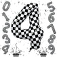 Large Foil Number 4 Balloons, 40 Inch Black And White Checkered 4 Balloon For Boys, Helium Self Inflating Checkered Racing 4 Bal