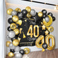 Happy 40Th Birthday Balloons Gold Set Decor - Cheers To 40 Years Old Party Theme Garland Star Moon Banner Backdrop Decorations F