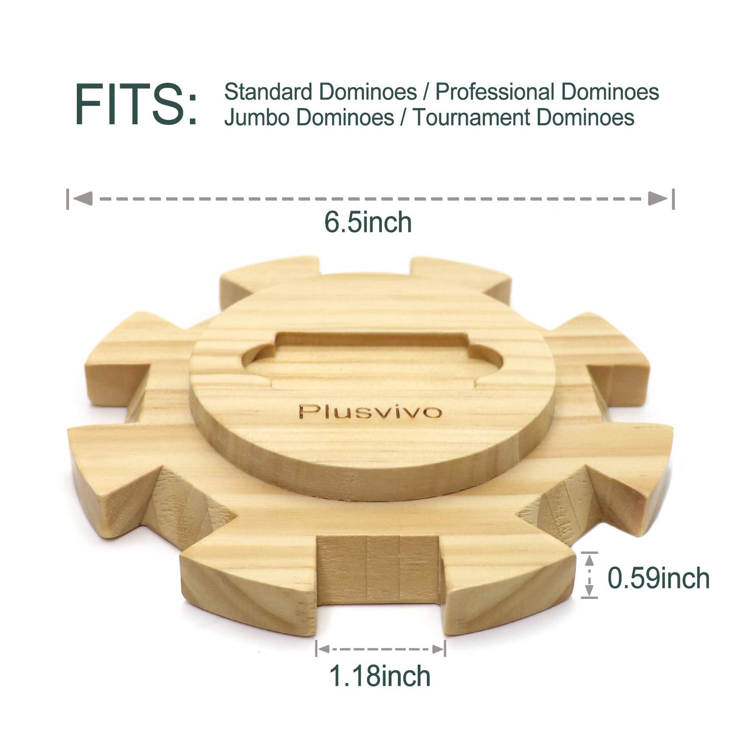 Plusvivo Mexican Train Hub - Premium Pine Wooden Centerpiece for 8 Players, 6.5" x 6.5", Light Wood, Model YC-MTH-001
