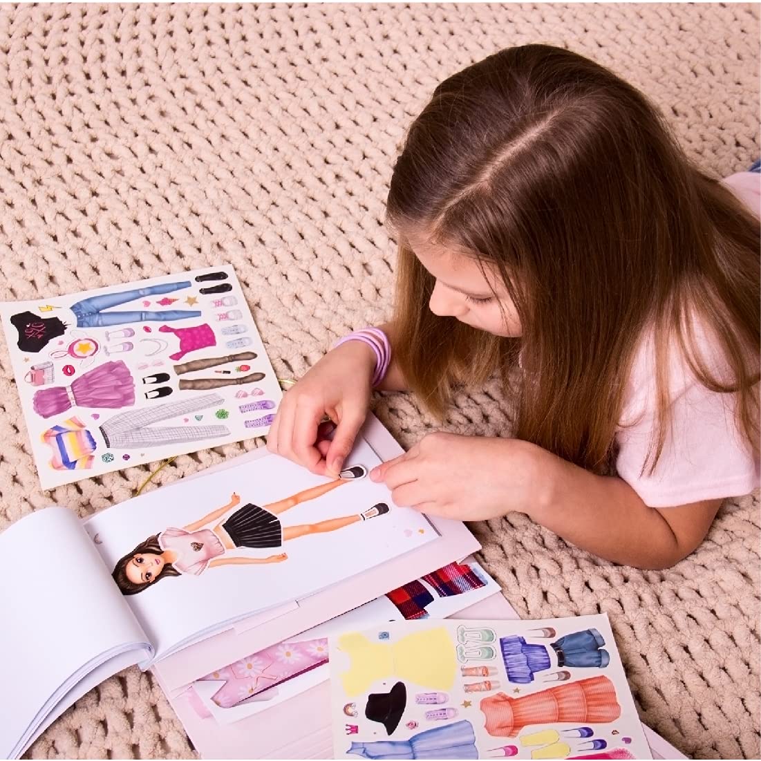 BSCOOL Fashion Studio Drawing, Coloring & Little Designer Creativity Book for Kids 4 and Up with Stickers, Stencils, Textures -