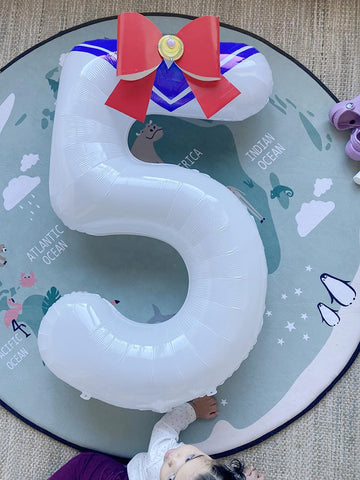 Number 5 Balloon White 40 Inch, 5 Year Old Girl Boy Birthday Gift, 5 15 25 35 45 50Th 55 Birthday Anniversary 2025 Party Decorat