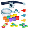 Baby Bath Toys For Toddlers 6+ Months, Bathtub Toys Kids Shower Toys With Stacking Cups, Fishing Games & Net, Bathtub Water Tabl