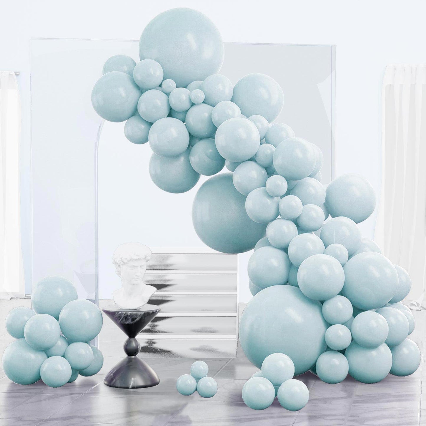 Partywoo Pale Aqua Balloons, 85 Pcs Boho Blue Balloons Different Sizes Pack Of 18 Inch 12 Inch 10 Inch 5 Inch Pale Blue Balloons For Balloon Garland Or Balloon Arch As Birthday Decorations, Blue-F28