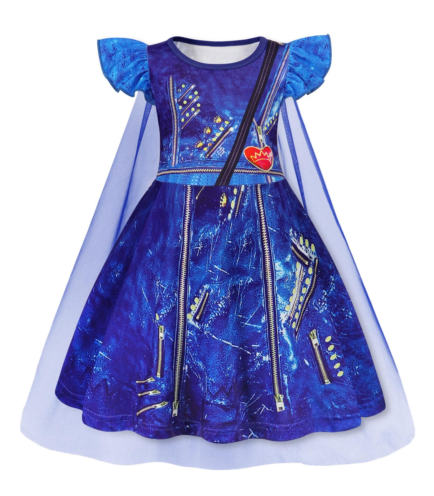 Wonderbabe Descendants Evie Girls Costume For Girls Princess Dress Up Kids Birthday Party Halloween Costume With Cape Size 5-6T