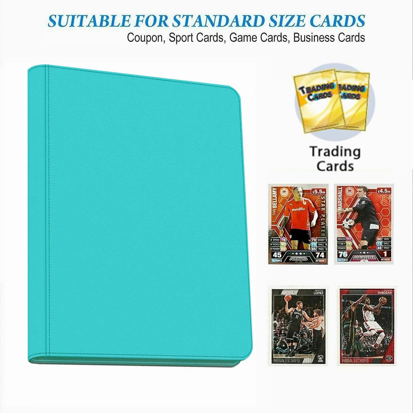 enhanced 9-Pocket Zippered Trading Card Binder  540 Pockets Double-Sided Side-Loading Card Organizer Album  PU Leather Card Holder Protector for MTG  TCG  Sports Cards Teal