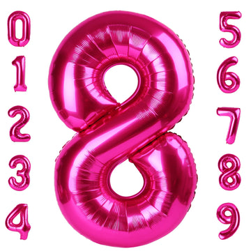 40 Inch Hot Pink Number 8 Balloon, 18Th Birthday Decorations For Girls, Large Mylar Foil Helium 8 18 28 80 1989 Balloon Birthday