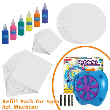 Wings Giant Spin Art Paint Refill Pack Spin Art Machine - 10 X Large Cards - 10 X Small Cards - 4 X Round Cards - 6 Bottles Of C