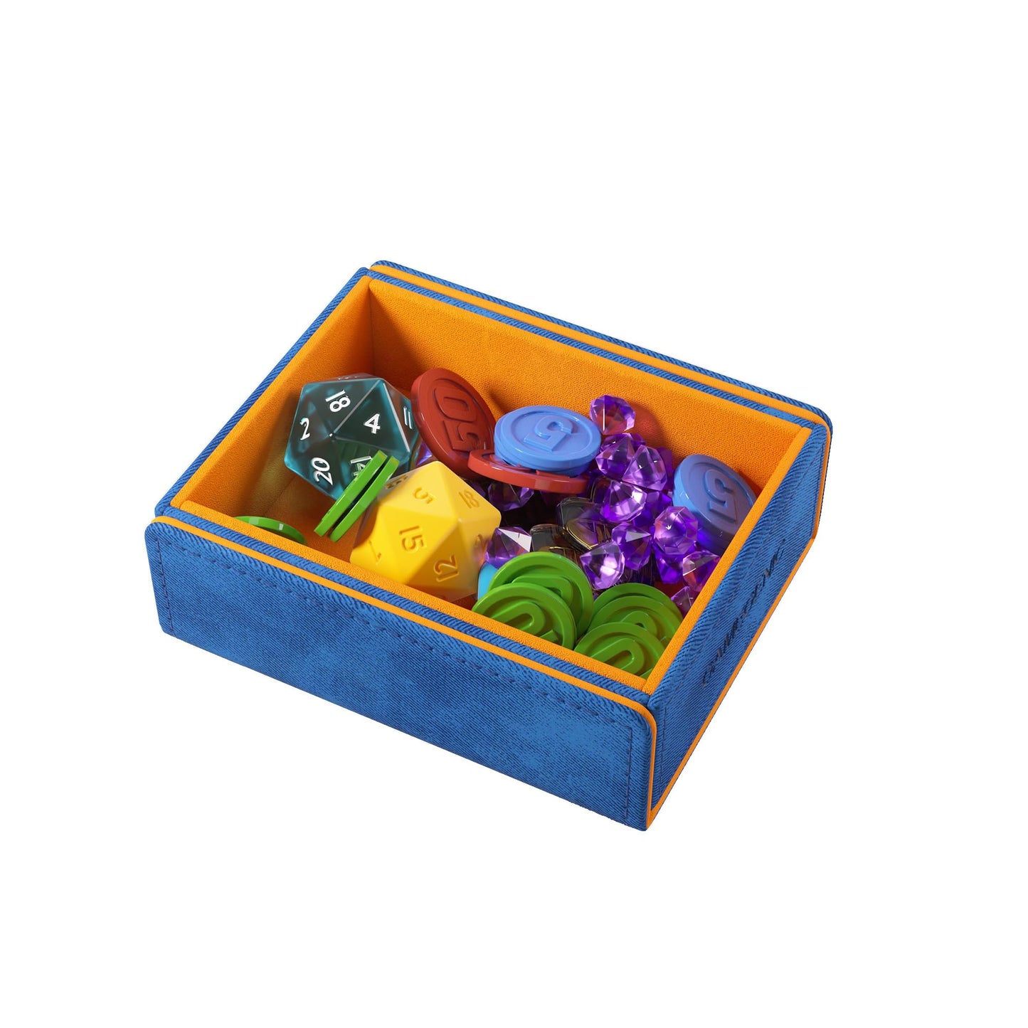 Gamegenic Token Keep - Premium Token Box For Safe Storage, Fits Dungeon 1100+ And Dungeon S 550+, Holds Tokens, Dice, And Cards, Fully Usable During Gameplay, Blue/Orange Color, Made