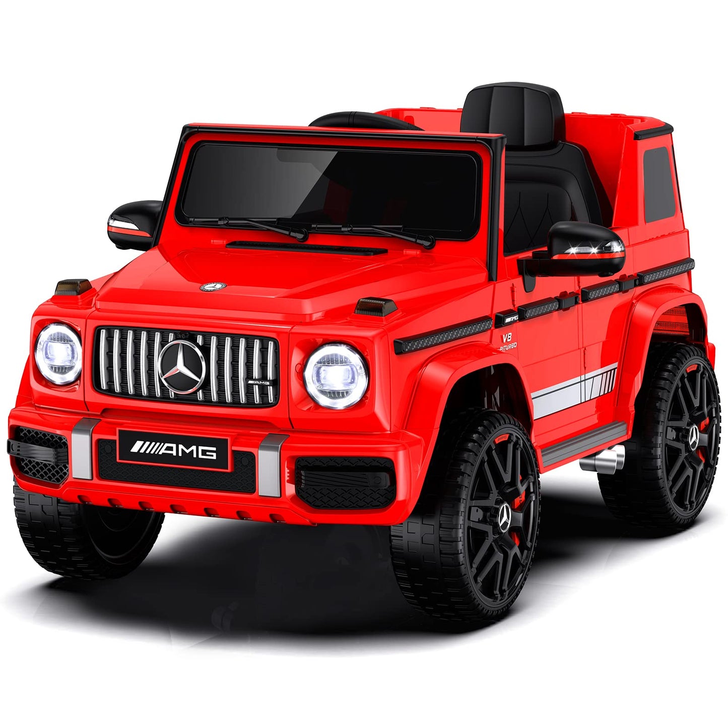 Anpabo 24V 4Wd Licensed Mercedes-Benz G63 Kids Car, 4Wd/2Wd Switchable, Ride On Car W/Parent Remote Control, Music Player & Led Headlight, Battery Indicator, Ideal Electric Car For Kids 3+, Red
