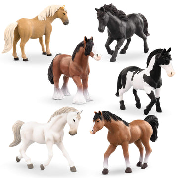 Terra by Battat 6" Horse Toys - Realistic Plastic Horse Figurines, Small Size, White, Model AN6117BZ, Ideal for Kids 3+