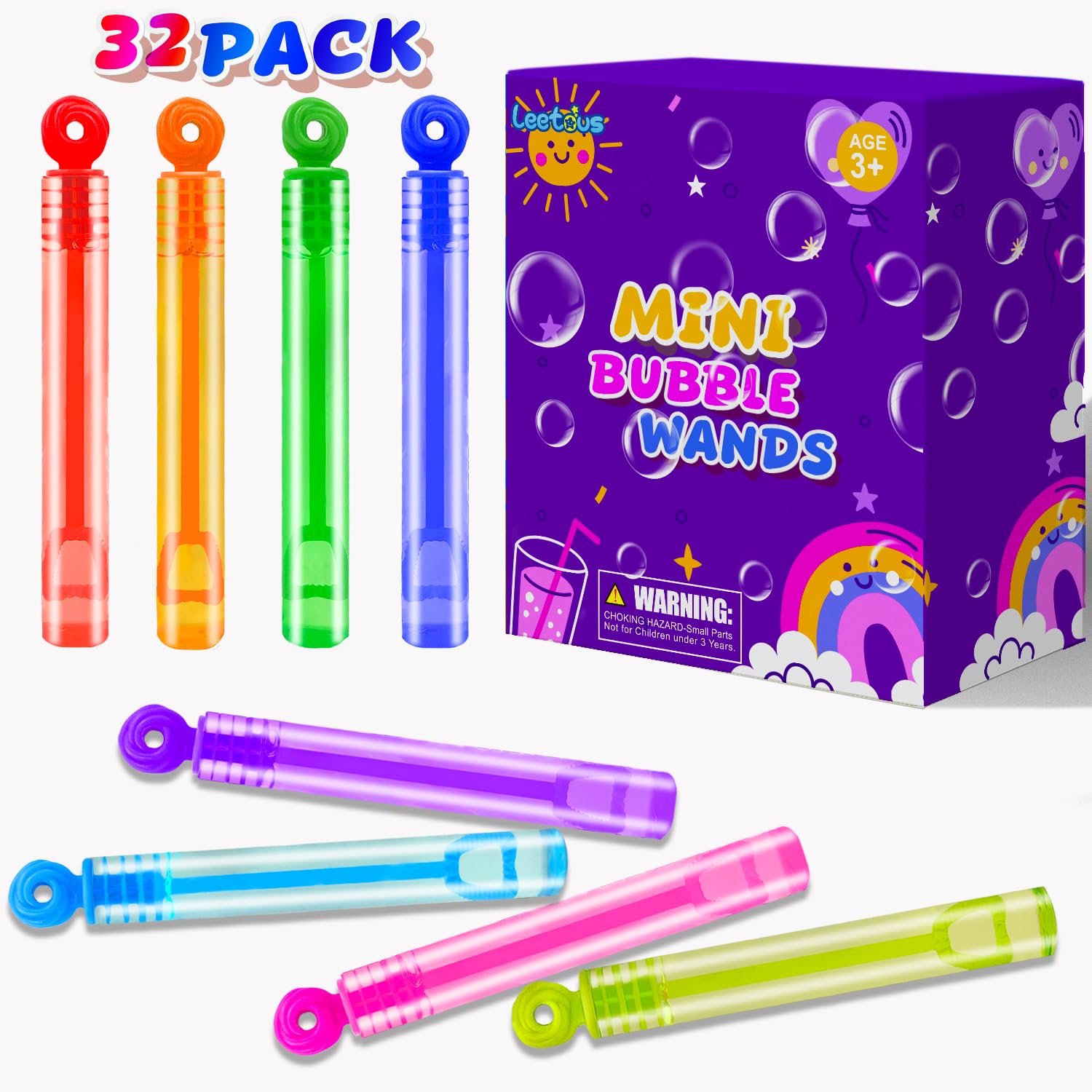 Kids Party Goodie Gift Bag Stuffer Fillers,32 Pack Mini Bubble Wand Toys,Small Halloween Pinata Birthday Party Favors Supplies F