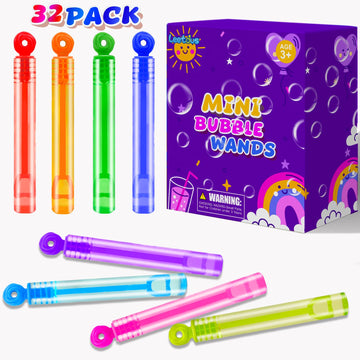 Kids Party Goodie Gift Bag Stuffer Fillers,32 Pack Mini Bubble Wand Toys,Small Halloween Pinata Birthday Party Favors Supplies F