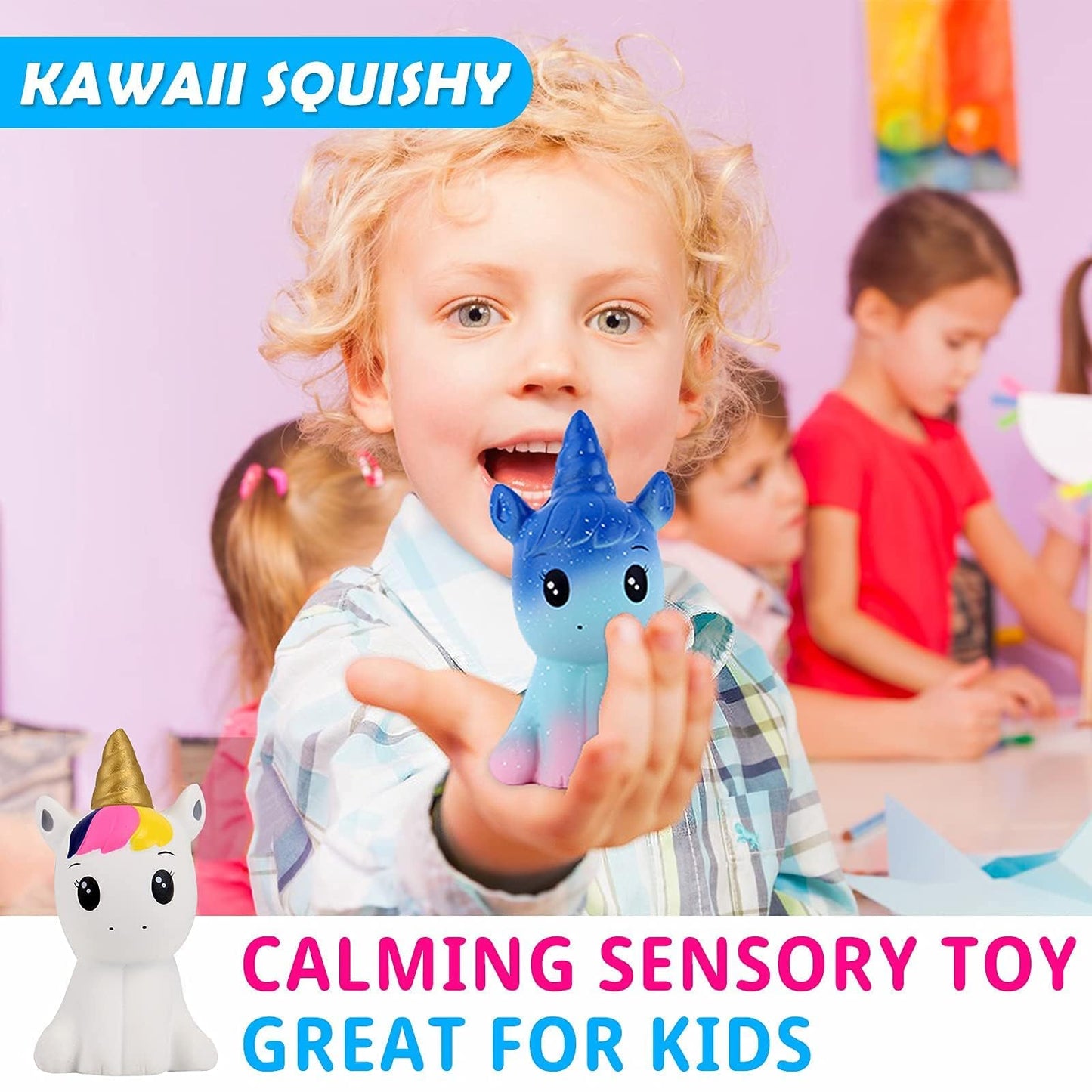 Anboor 4.9 Inches Squishies Unicorn Galaxy Kawaii Soft Slow Rising Scented Animal Squishies Stress Relief Kids Toys (Galaxy + Wh