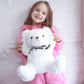 Weigedu Fluffy White Teddy Bear Stuffed Animals Plush Toys With Lattice Tie For Kids Babies Birthday Bedtime, 12 Inches
