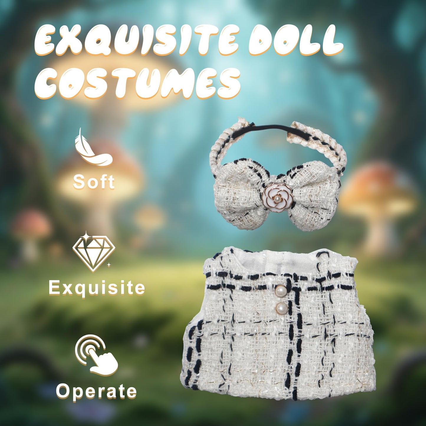 17cm Doll Clothes   17cm Clothes Skirt Set 2 Piece Set enhanced Fashion Dresses with +Bow Headpiece Outfit enhanced Fashion Cute Doll Accessories (NO Doll)(Style B)