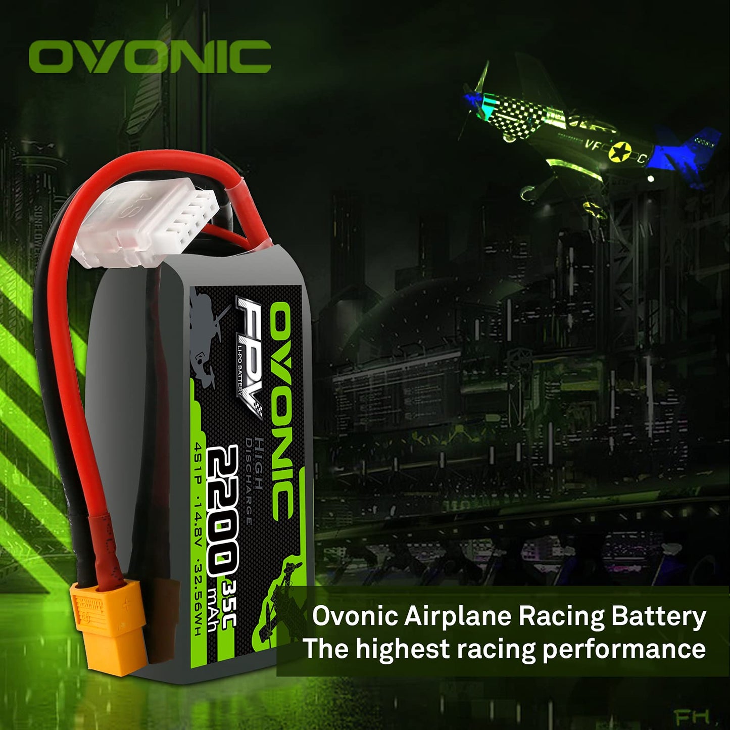 OVONIC 4s Lipo Battery 35C 2200mAh 14.8V Lipo Battery with XT60 Connector for Airplane RC Quadcopter Helicopter FPV Drone