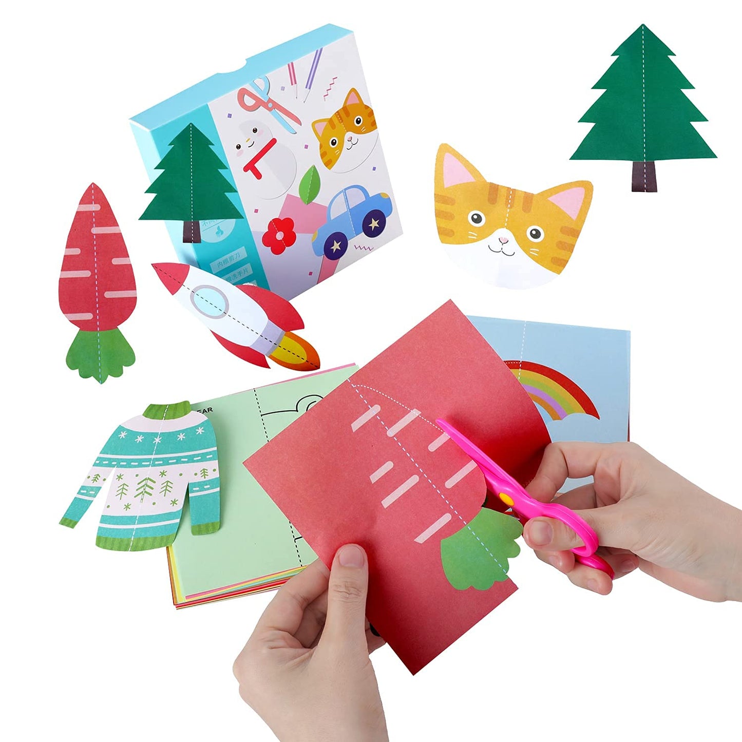 scissor skills activity book, Kids Educational Toy, DIY Fun Paper-cutting, 3-6 years old handmade material ,200 sheets double-si