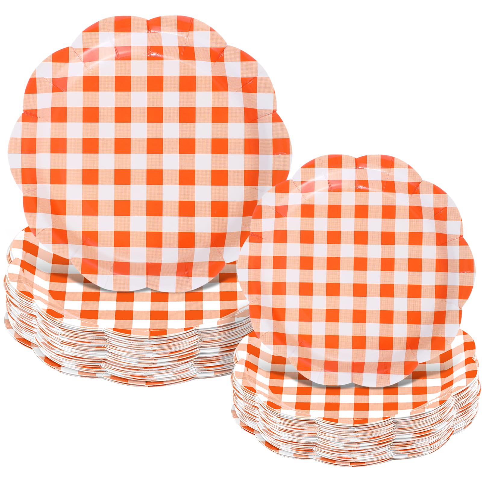 Maxdot 100 Pack Christmas Paper Plates 9 & 7 Snowman Winter Gingham Disposable Dessert Plates for Holiday Xmas Party Supplies(Sc
