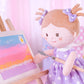 Onetoo Plush Rag Doll First Baby Doll Soft Baby Doll Sleeping Cuddle Buddy Doll For Girls Wear Purple Polka Dot Dress 14'(Milly Series)