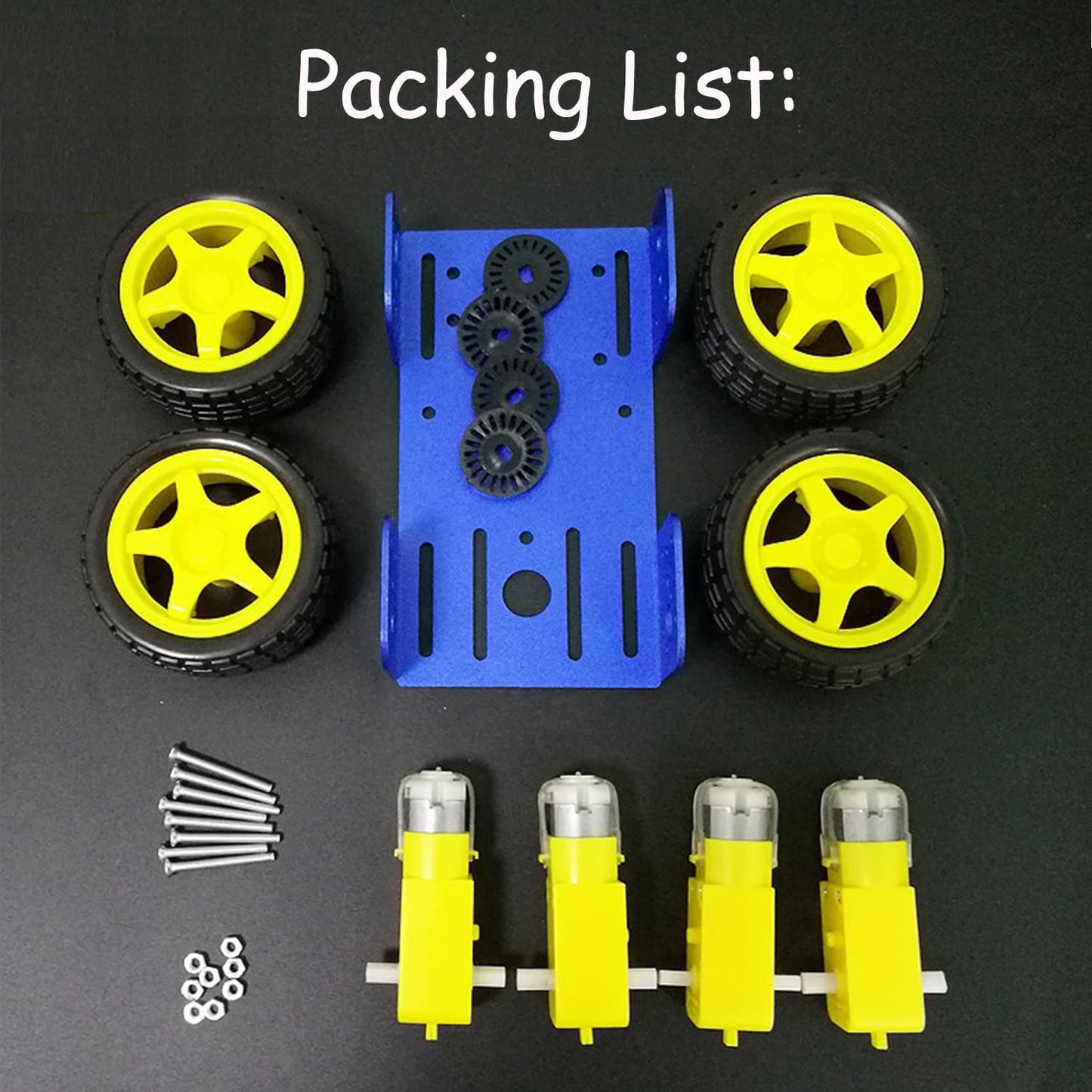 4Wd Robot Car Chassis Kit With Metal Robotic Frame & 4Pcs Tt Encoder Dc Motor For Arduino / Raspberry Pie / Microbit, Diy Remote