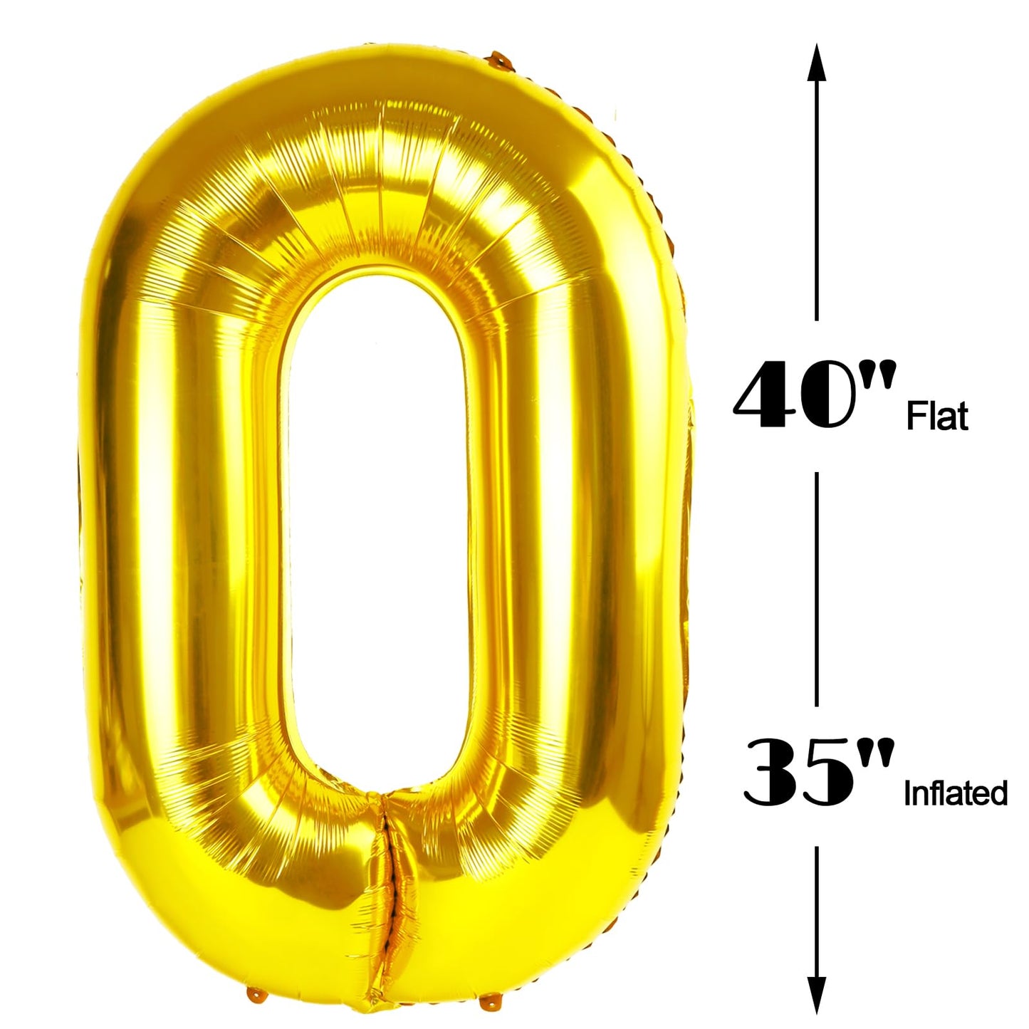 Gold Jumbo Helium Number Balloon 40 Inch, Giant Foil Golden Number 0 Birthday Balloons, Large Numbers 10 20 30 40 50 60 70 80 90