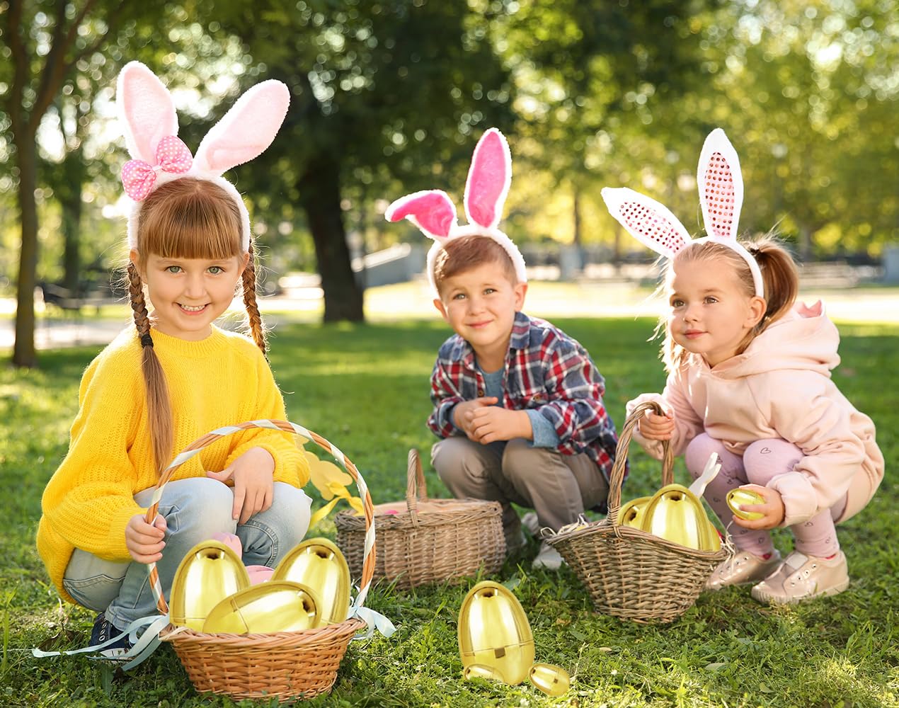 Chochkees Jumbo Golden Easter Eggs Metallic Gold, Goodie Basket Prize, 6'' Inch (48-Pack)