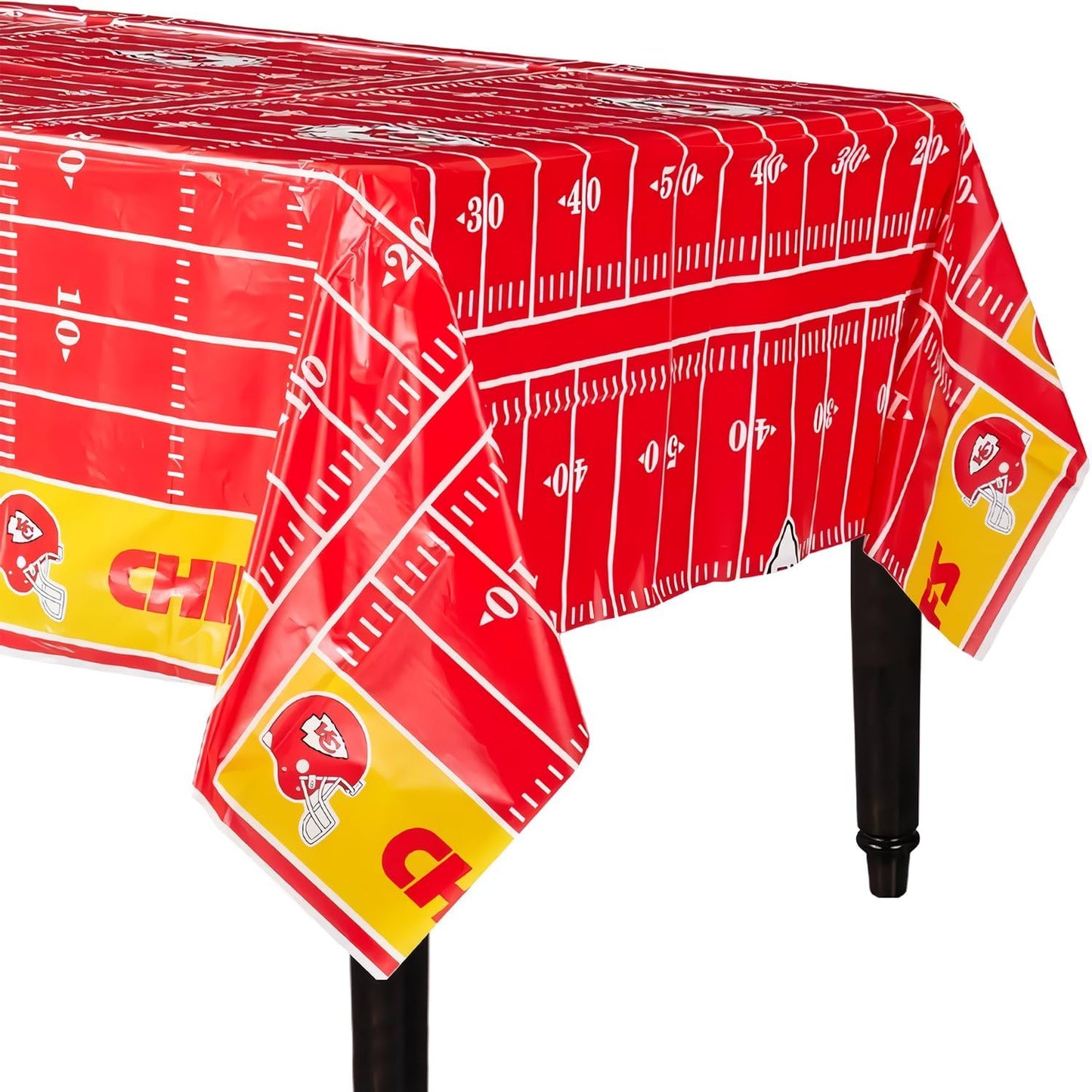 Kansas City Chiefs All Over Print Plastic Table Cover - 54 x 96 (1 Pc.) - Vibrant Design & Durable Plastic Material - Perfect fo