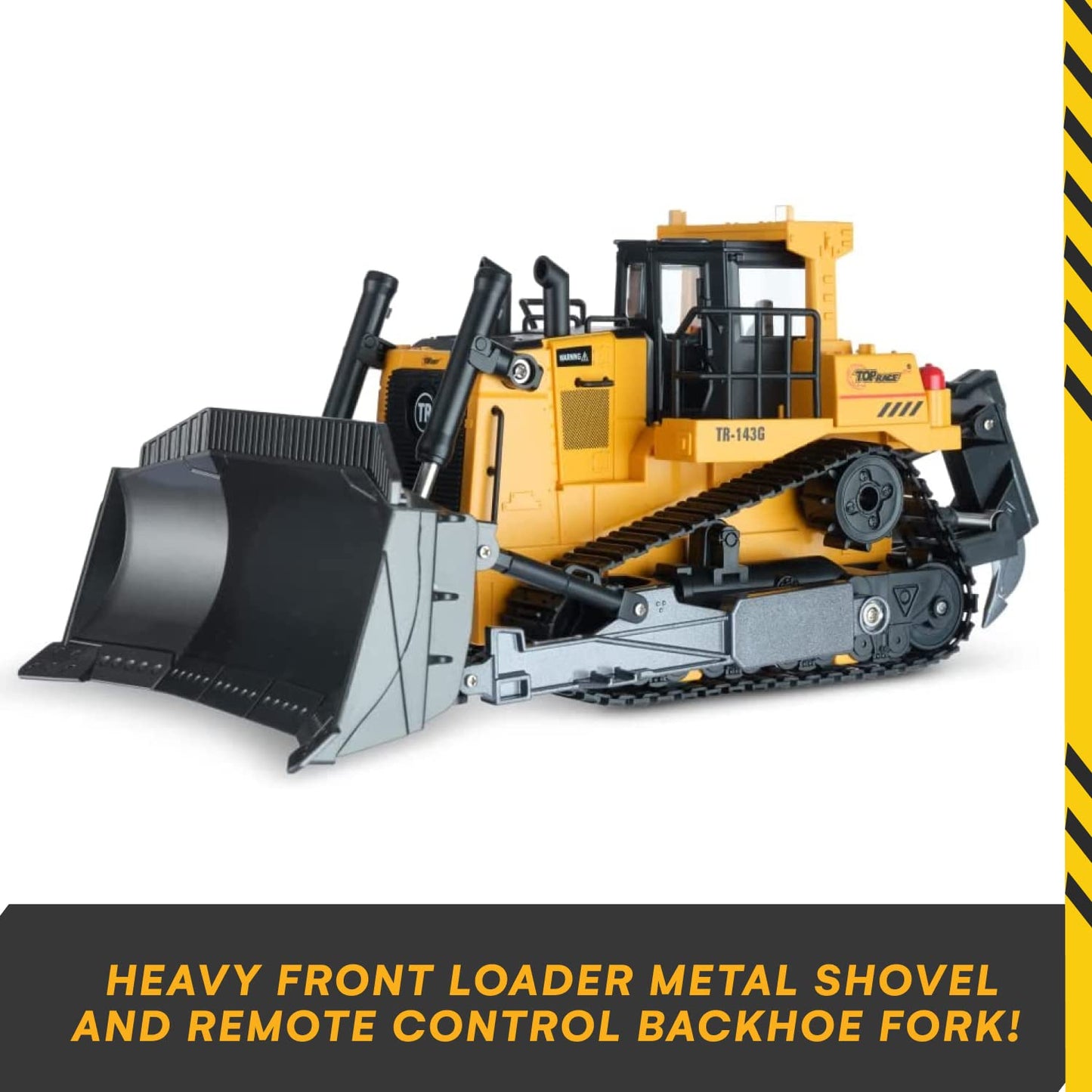 Top Race RC Bulldozer Toys for Boys - Remote Control Construction Vehicle with Metal Shovel - Heavy-Duty RC Front Loader - 5 Cha