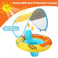 Swimbobo Inflatable Baby Swimming Float with Safe Seat and Canopy for Age 6-36 Months Toddler (Yellow Dinosaur)