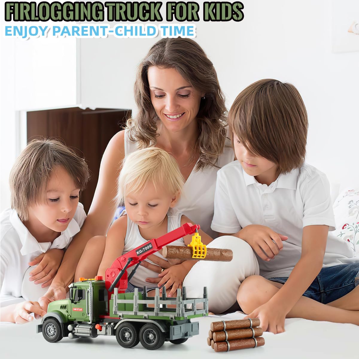 CSDCSD Logging Truck and 2-in-1 Tow Truck Playset with Lights & Sounds - Perfect for Boys Aged 3+, Includes Transport Trailers a