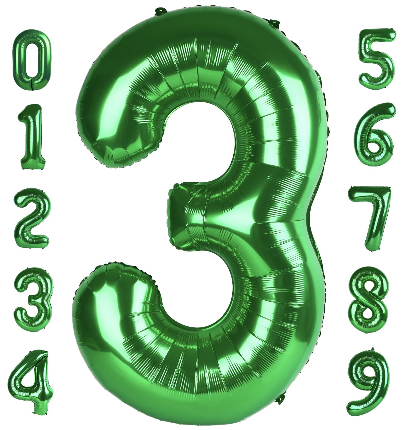 Number 3 Balloon Dark Green 40 Inch, 3Rd 3 Years Old 13 30 Birthday Decorations For Boy, Three Rex Birthday Party Decorations,Gr