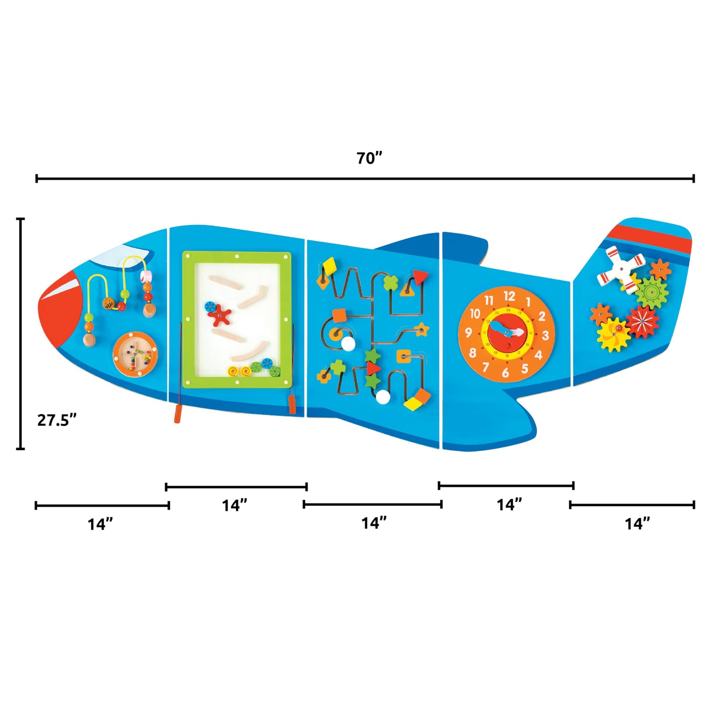 Spark & Wow Airplane Activity Wall Panels - Ages 18M+ - Montessori Sensory Wall Toy - 6 Activities - Busy Board - Toddler Room D