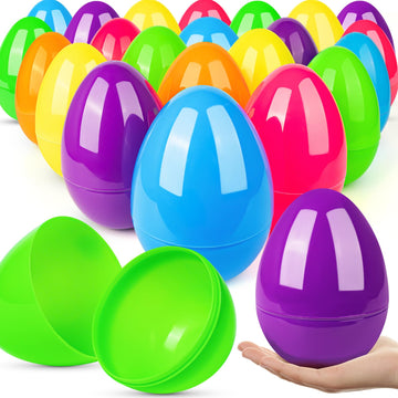 V-Opitos 24 Pcs Jumbo Easter Eggs, 6 Inch Large Plastic Easter Eggs, Bulk Fillable Empty Eggs For Easter Egg Hunt, Surprise Eggs
