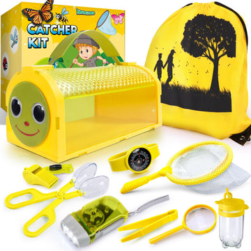 Yopinsand Bug Catcher Kit & Outdoor Explorer Kit For Kids, 10 Pcs Bug Catching Kit With Toy Cage, Backpack, Flashlight, Manifyin