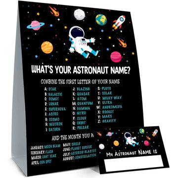 What Is Your Astronaut Name Game, Game Sign And 30 Cards, Astronaut Birthday Party Sign For Boys And Girls, Holiday Activity, Ki